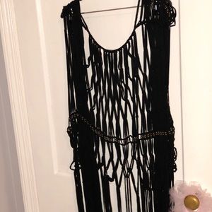 Black vest with fringes
